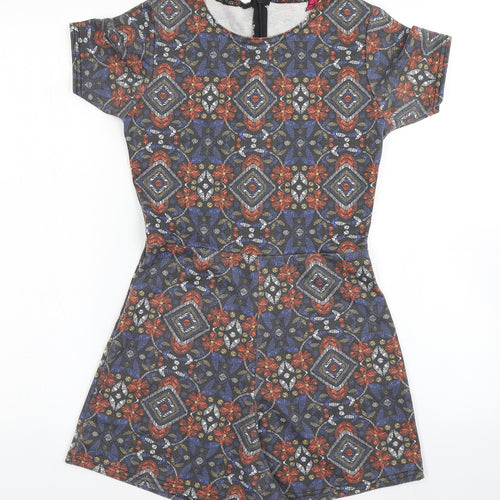 Boohoo Womens Multicoloured Batik Polyester Playsuit One-Piece Size 8 L4 in