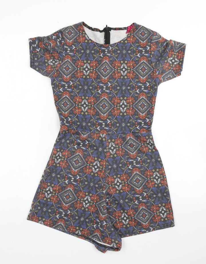 Boohoo Womens Multicoloured Batik Polyester Playsuit One-Piece Size 8 L4 in