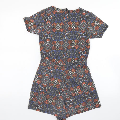 Boohoo Womens Multicoloured Batik Polyester Playsuit One-Piece Size 8 L4 in