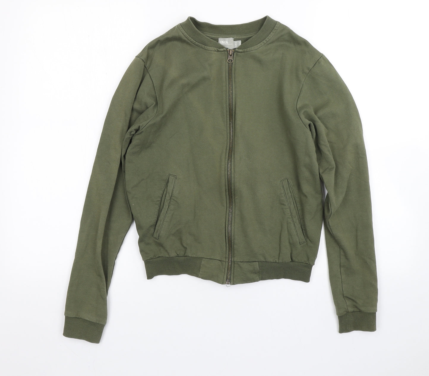 ASOS Womens Green  Cotton Full Zip Sweatshirt Size 8