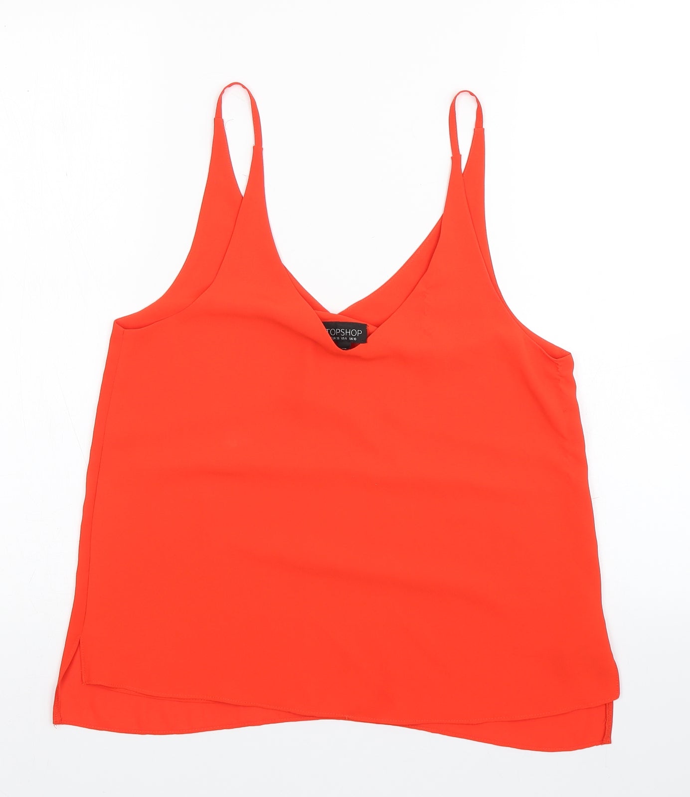 Topshop Womens Orange  Polyester Basic Blouse Size 10 V-Neck