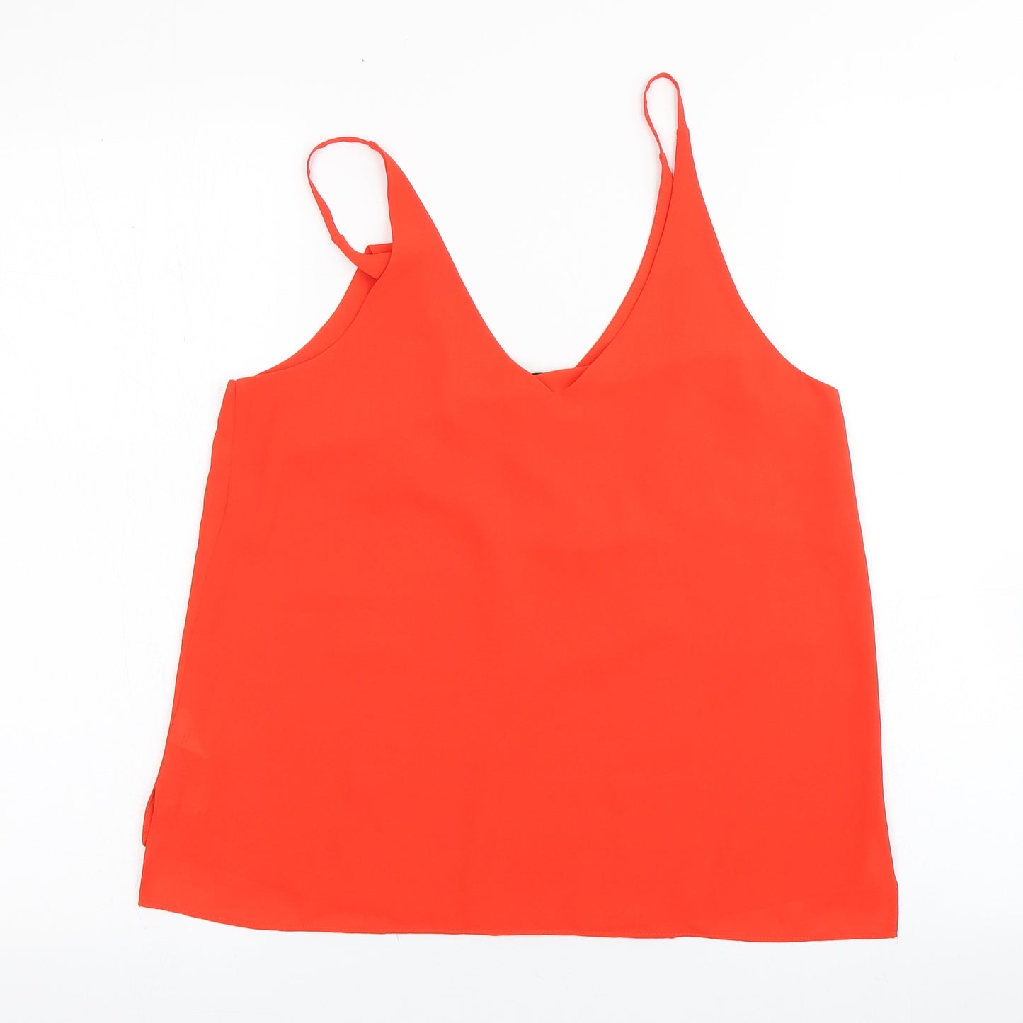Topshop Womens Orange  Polyester Basic Blouse Size 10 V-Neck