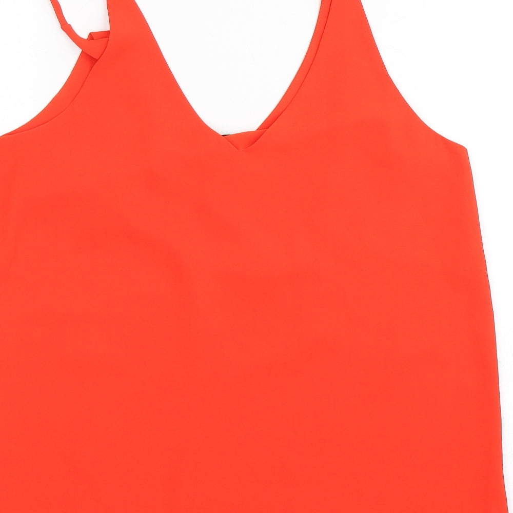Topshop Womens Orange  Polyester Basic Blouse Size 10 V-Neck