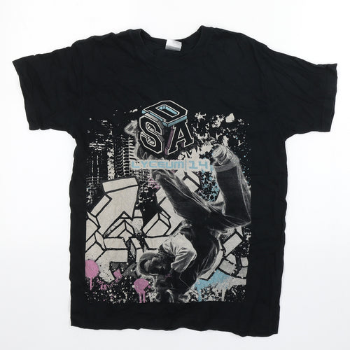 SG Boys Black  Cotton Basic T-Shirt Size 11-12 Years Round Neck