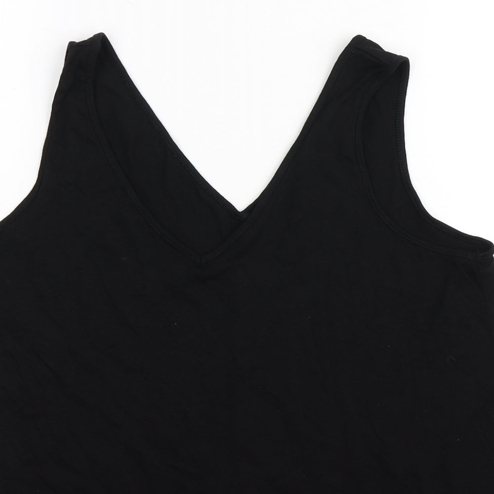 George Womens Black  Viscose Basic Tank Size 14 V-Neck