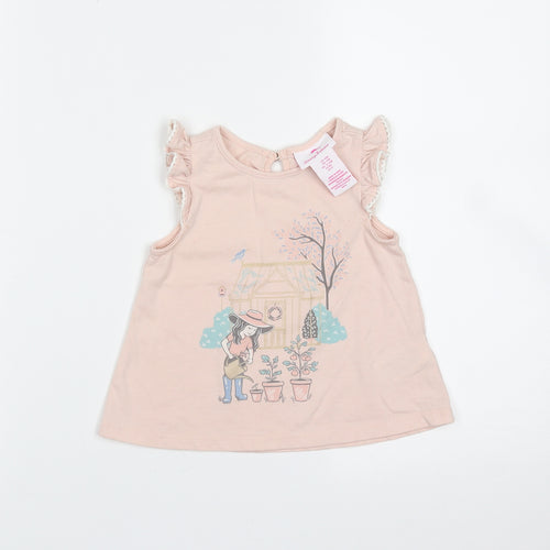 Tommy Bahama Baby Pink  Cotton Basic T-Shirt Size 12 Months Round Neck  - Garden Print