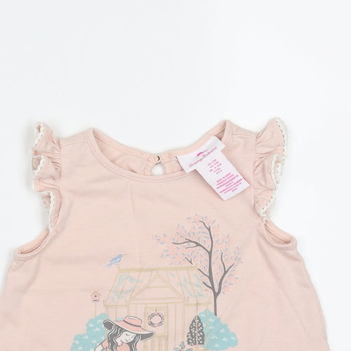 Tommy Bahama Baby Pink  Cotton Basic T-Shirt Size 12 Months Round Neck  - Garden Print