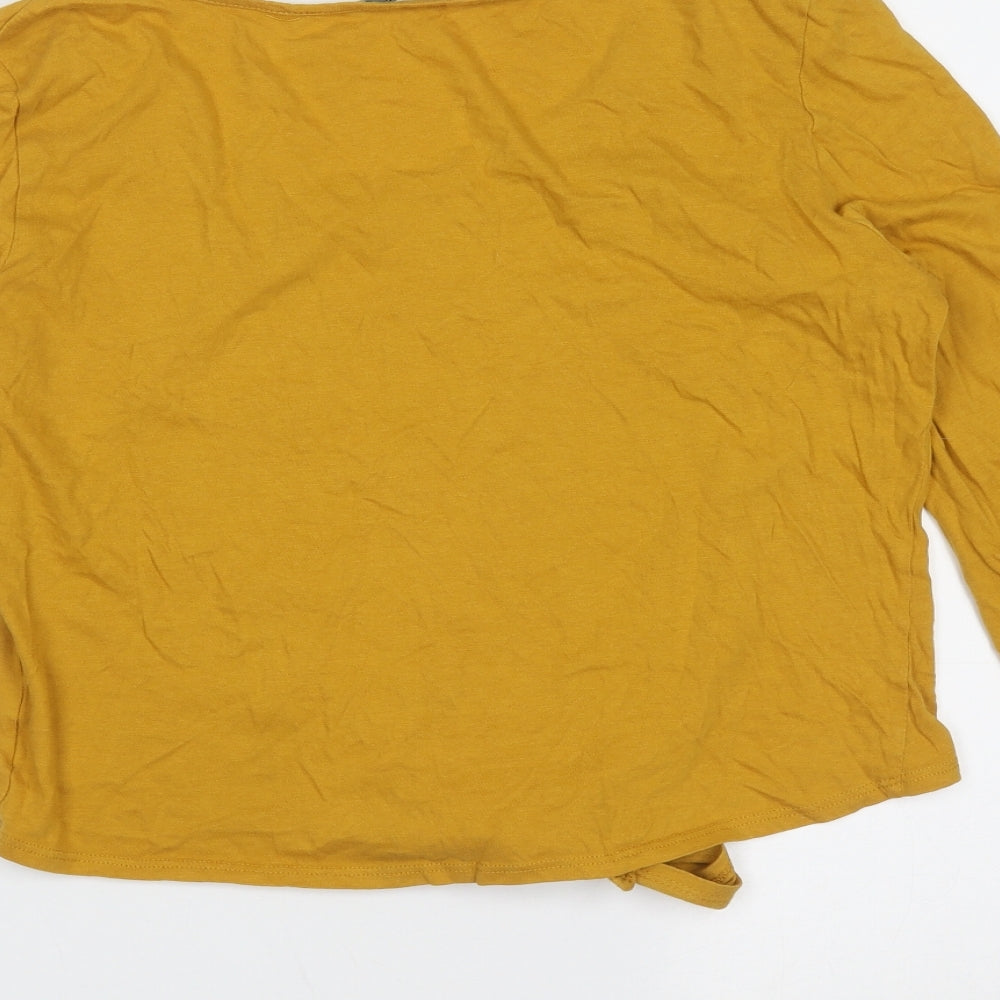 Select Womens Yellow  Cotton Basic Blouse Size 14 Round Neck - Tie at front