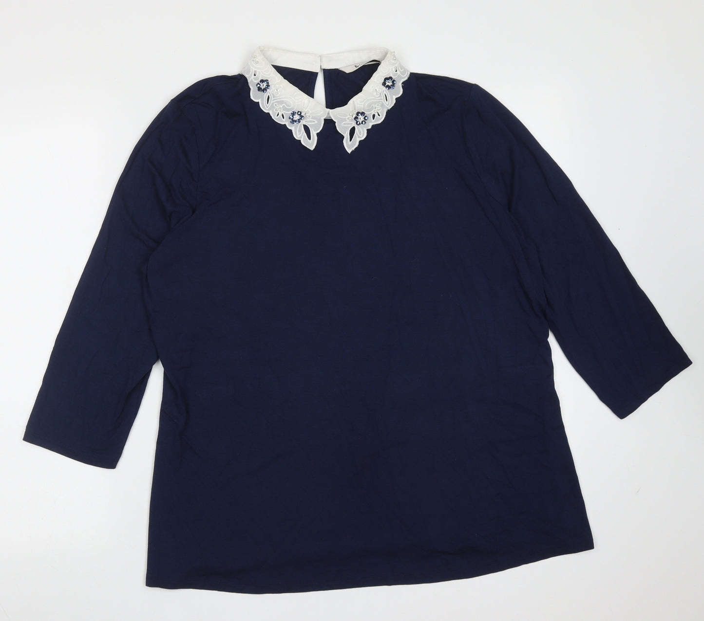 TU Womens Blue  Polyester Blend Basic Blouse Size 18 Collared