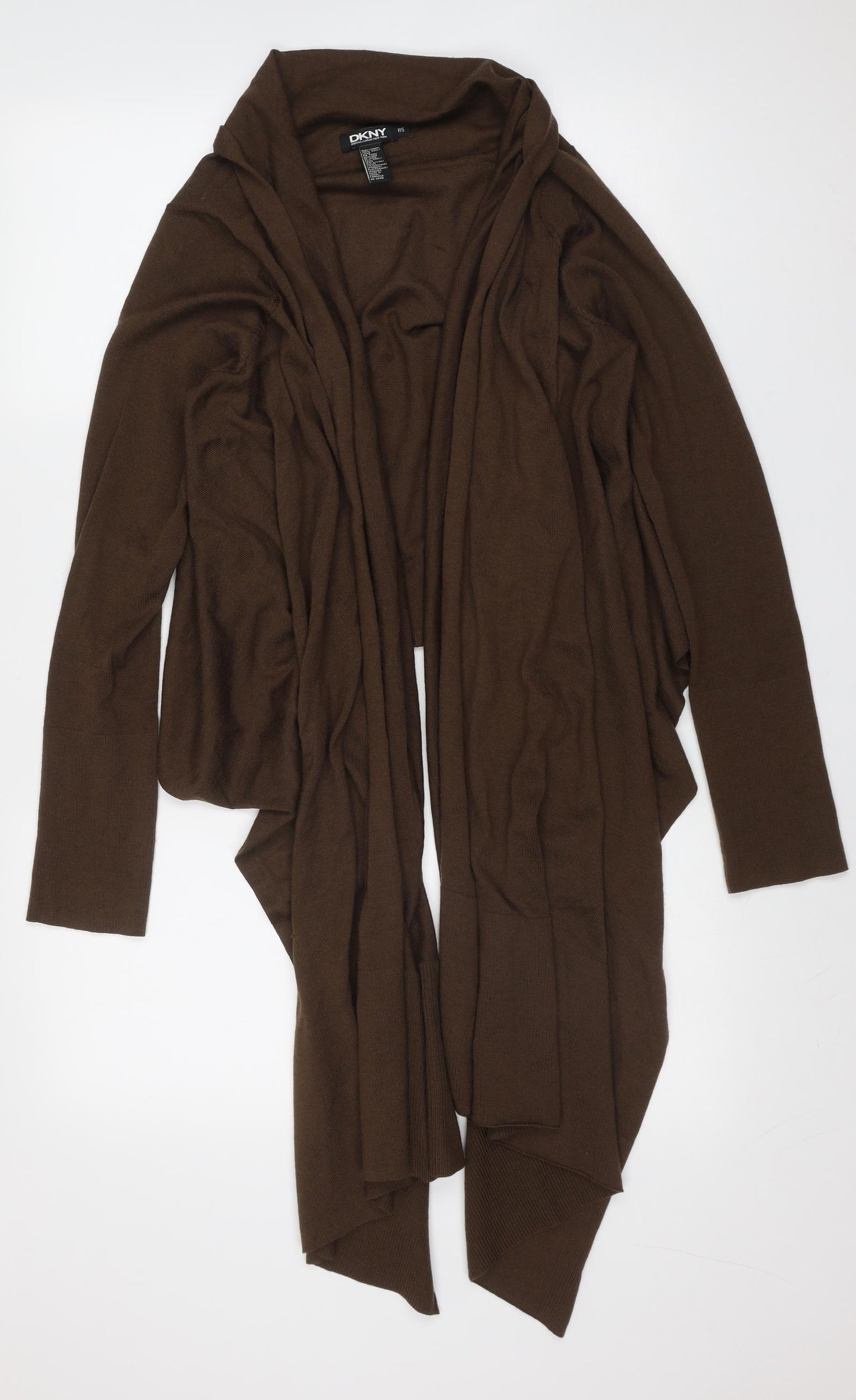 DKNY Womens Brown V-Neck  Wool Cardigan Jumper Size S