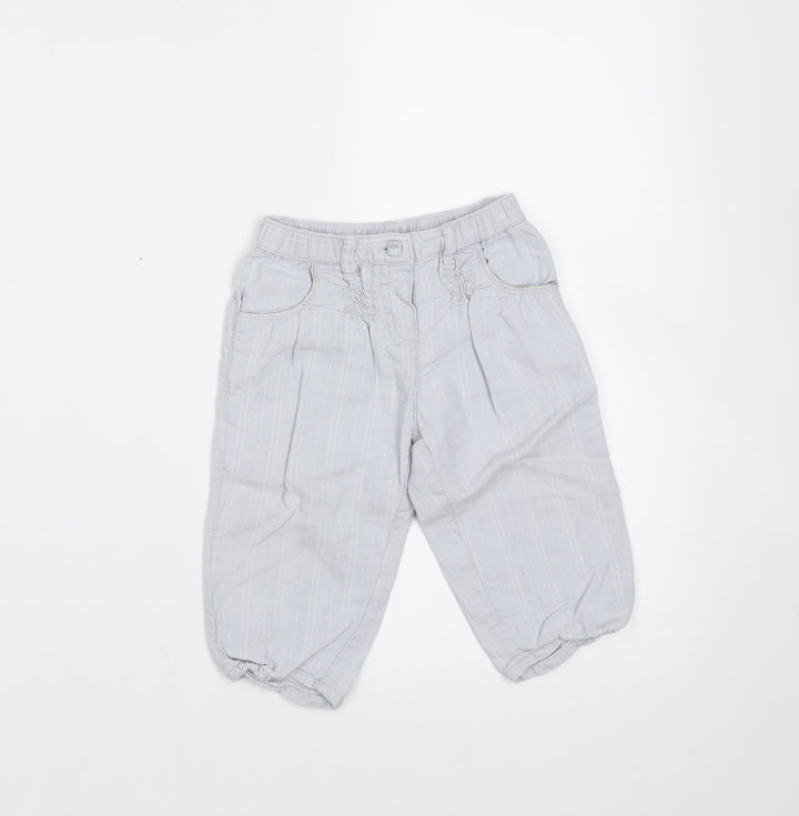 Obaibi Girls Blue Striped Cotton Trousers Size 12 Months