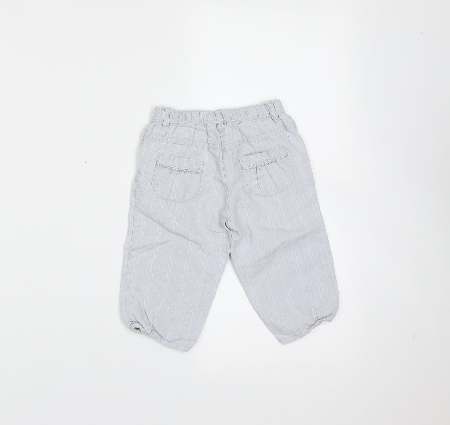 Obaibi Girls Blue Striped Cotton  Trousers Size 12 Months
