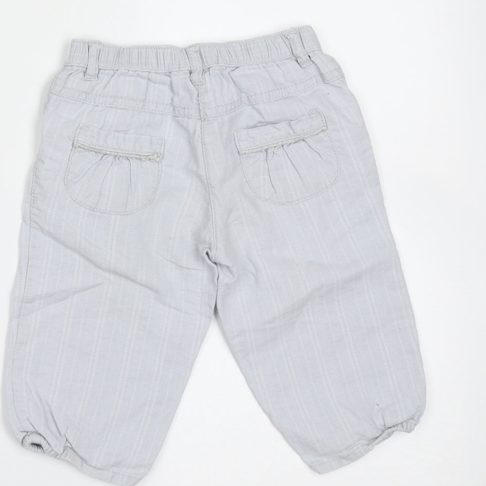 Obaibi Girls Blue Striped Cotton  Trousers Size 12 Months