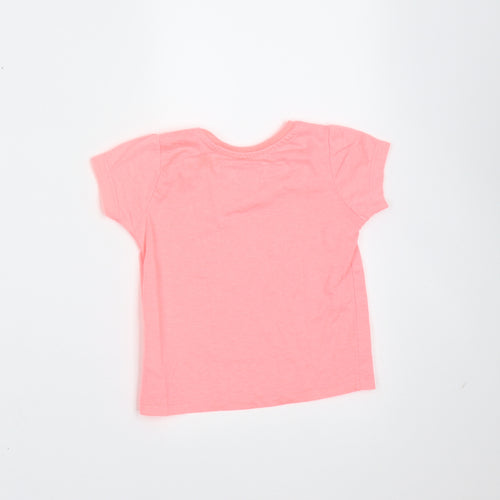 Primark Girls Pink  Polyester Basic T-Shirt Size 9-12 Months Round Neck  - mermaids
