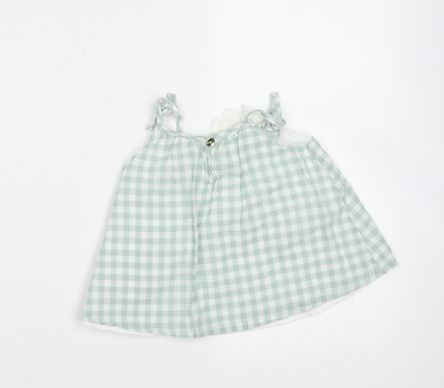 Tommy Bahama Girls Green Gingham Cotton Camisole Blouse Size 12 Months Round Neck