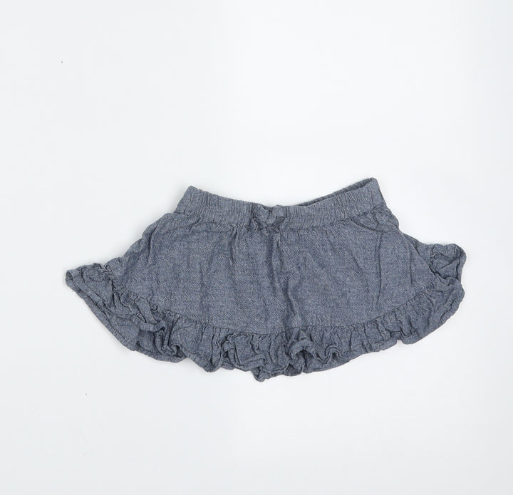 Preworn Girls Blue Cotton Skater Skirt Size 12 Months
