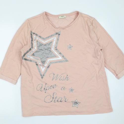 Papaya Womens Pink  Cotton Pullover Sweatshirt Size L   - star pattern