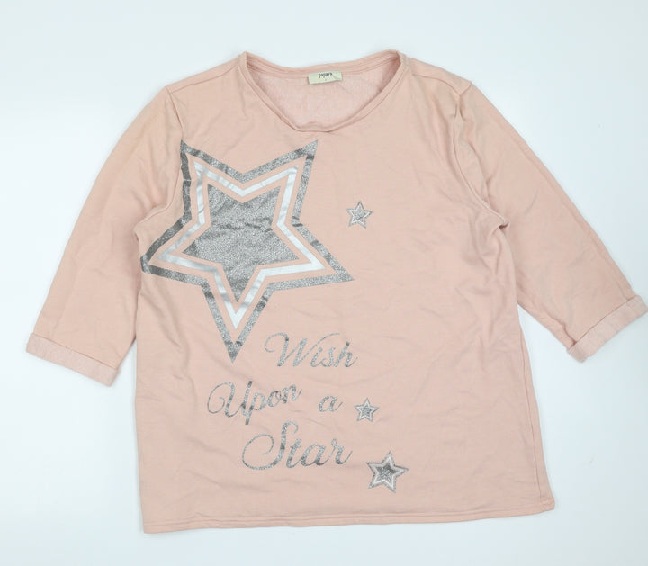 Papaya Womens Pink Cotton Pullover Sweatshirt Size L - star pattern
