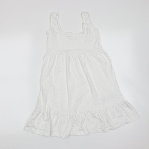 MNG Womens White  Cotton Trapeze & Swing  Size 2XS  Round Neck