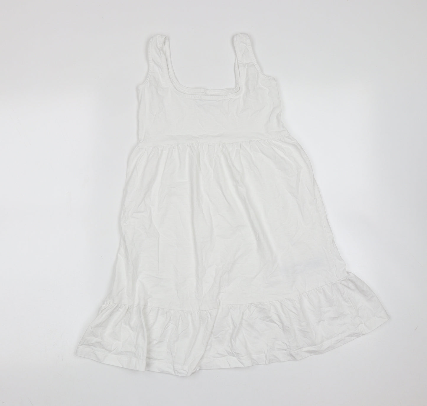 MNG Womens White  Cotton Trapeze & Swing  Size 2XS  Round Neck