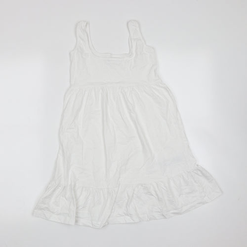 MNG Womens White  Cotton Trapeze & Swing  Size 2XS  Round Neck