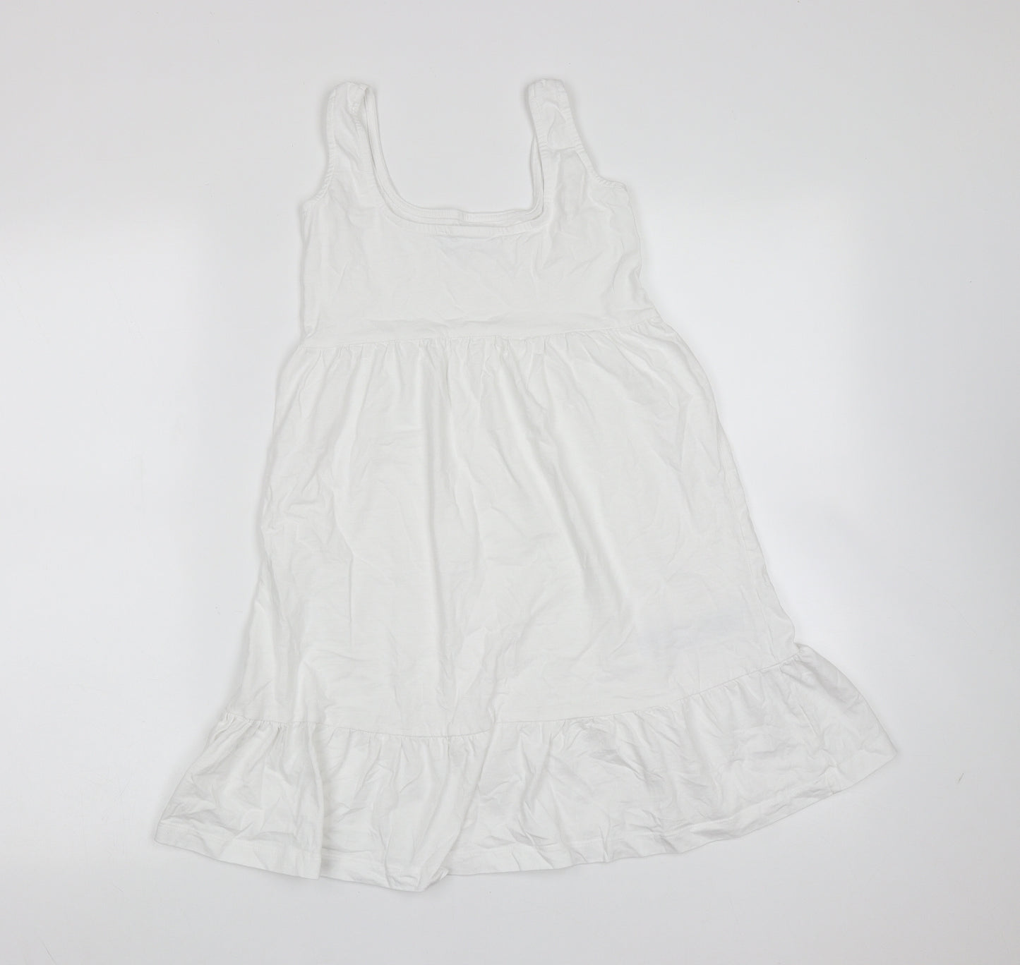 MNG Womens White  Cotton Trapeze & Swing  Size 2XS  Round Neck