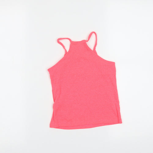 Marks and Spencer Girls Pink  Polyester Basic Tank Size 6-7 Years Round Neck