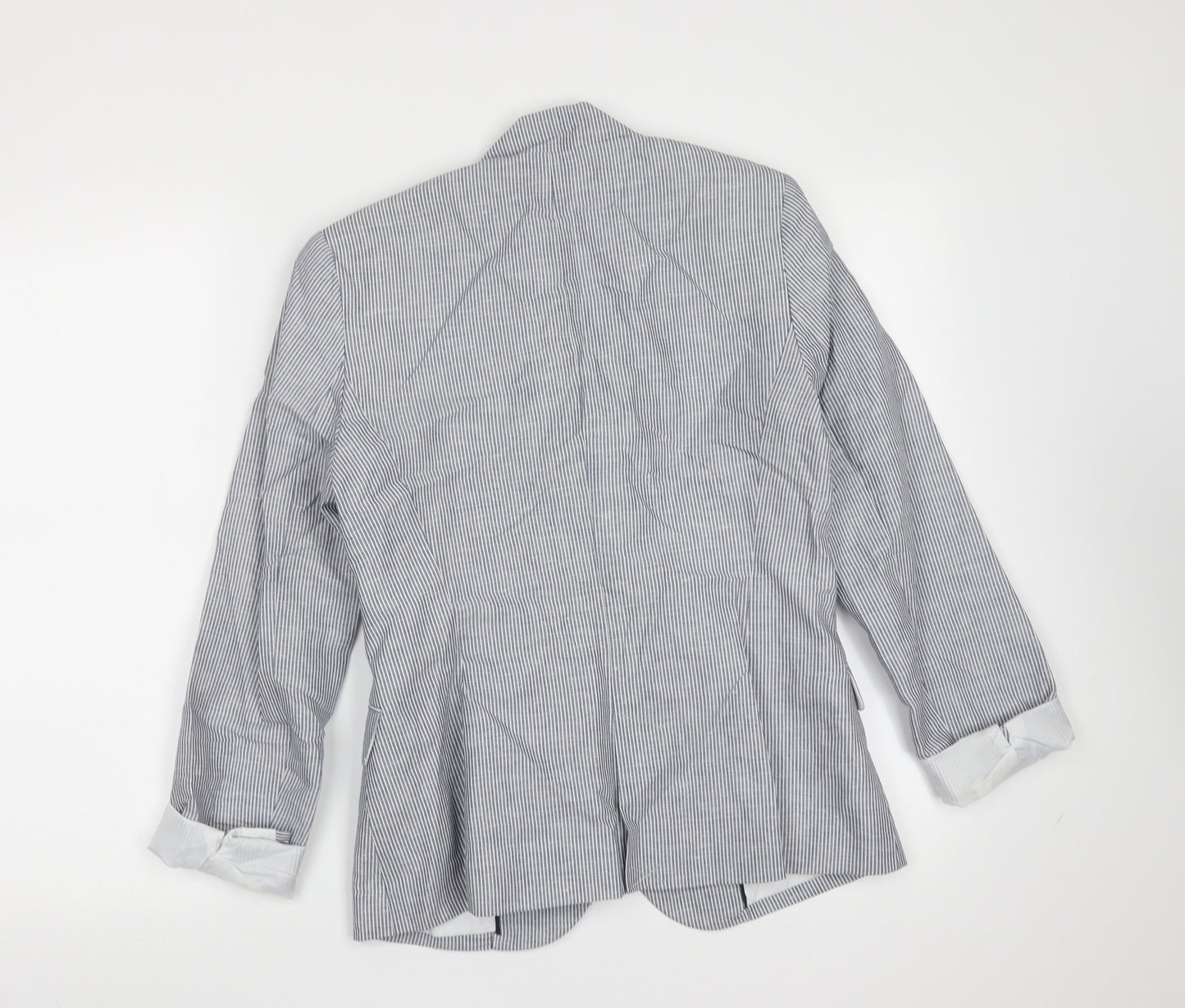 ZARA BASIC Womens Blue Striped Polyester Jacket Blazer Size S