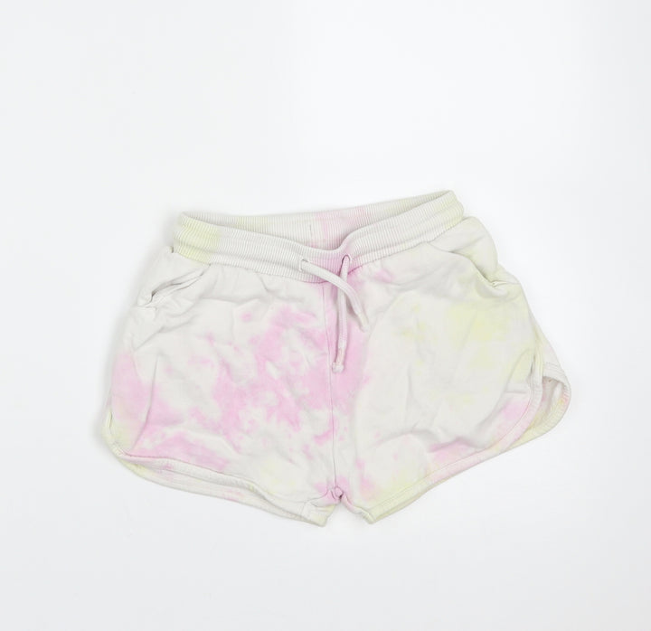 NEXT Girls Ivory Cotton Hot Pants Shorts Size 7 Years Regular - tie dye