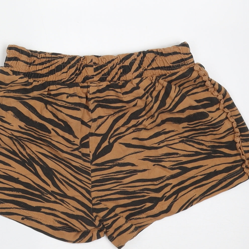 TU Girls Brown Animal Print Cotton Hot Pants Shorts Size 8 Years  Regular
