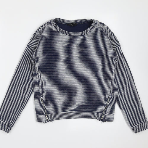 New Look Girls Blue Striped Cotton Pullover Sweatshirt Size 12-13 Years