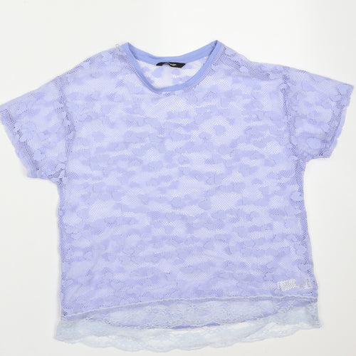 George Girls Purple  Polyester Basic Blouse Size 10-11 Years Round Neck  - heart pattern