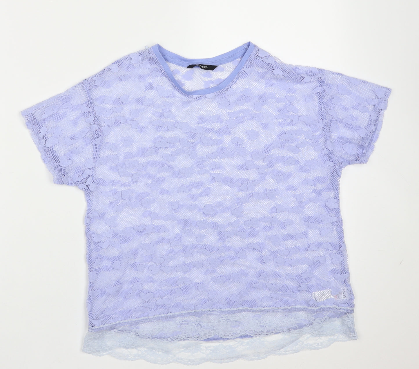 George Girls Purple  Polyester Basic Blouse Size 10-11 Years Round Neck  - heart pattern