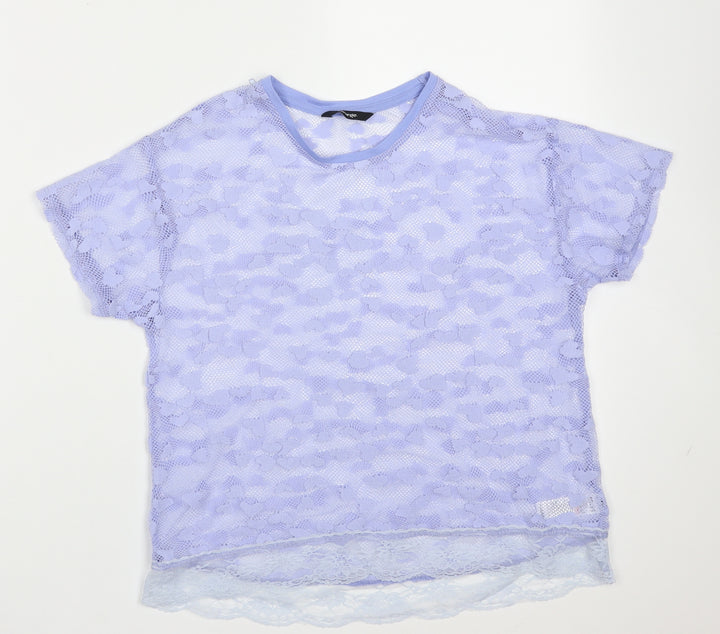 George Girls Purple  Polyester Basic Blouse Size 10-11 Years Round Neck  - heart pattern
