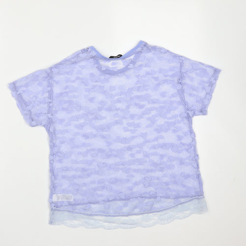 George Girls Purple  Polyester Basic Blouse Size 10-11 Years Round Neck  - heart pattern