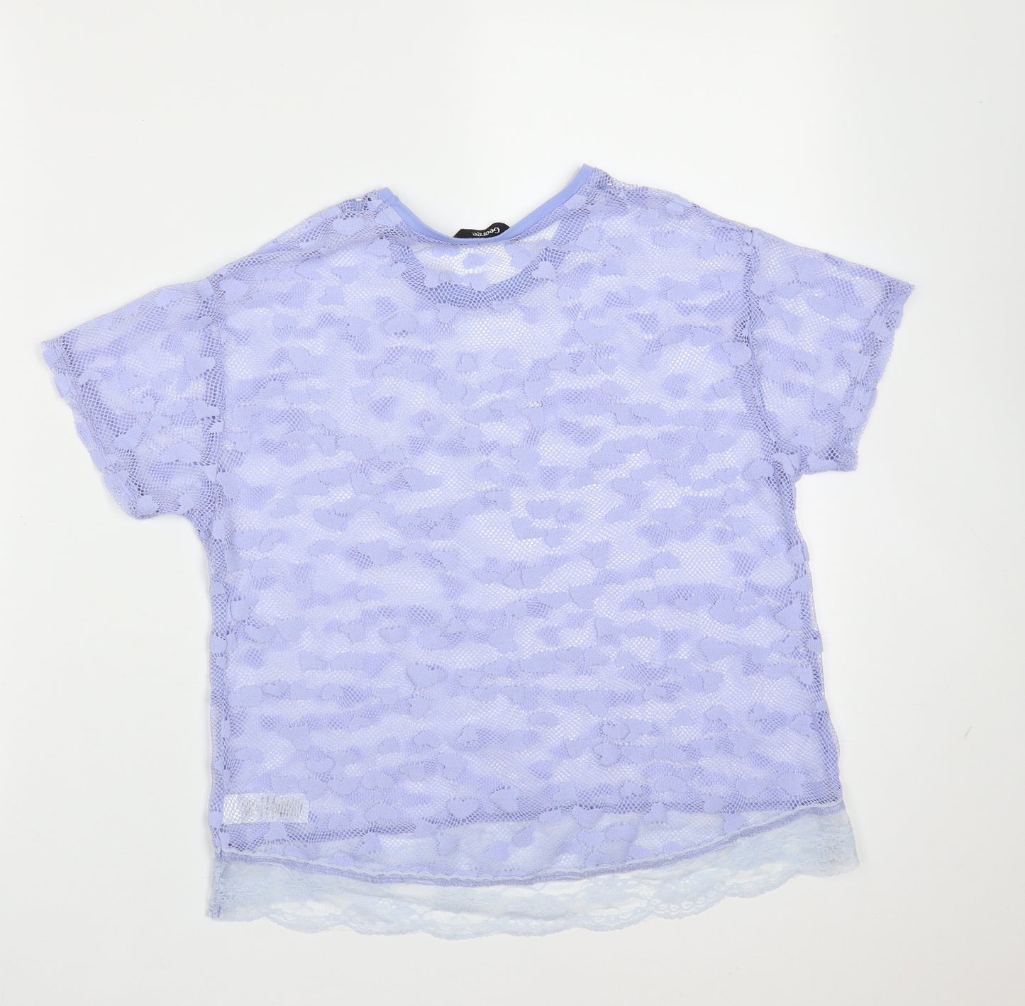 George Girls Purple  Polyester Basic Blouse Size 10-11 Years Round Neck  - heart pattern