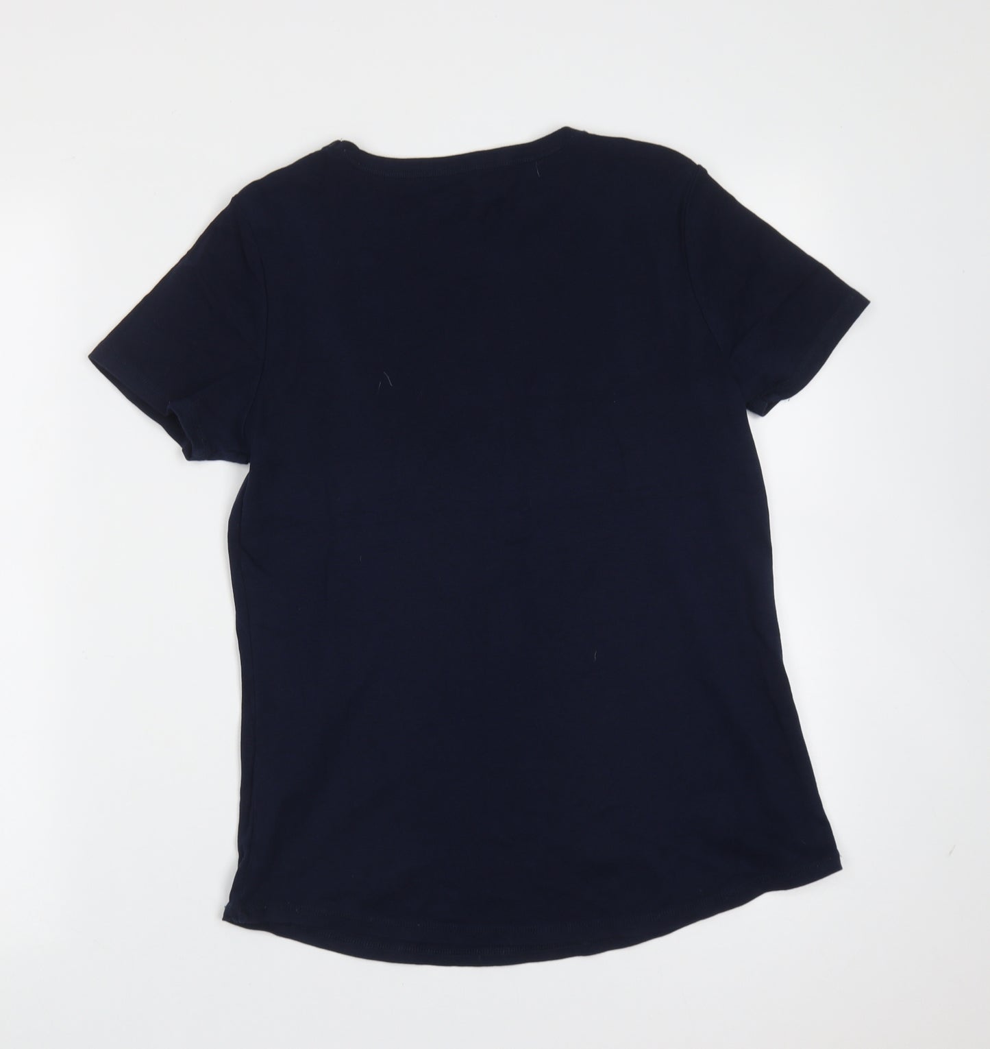 Marks and Spencer Womens Blue  Cotton Basic T-Shirt Size 14 Round Neck