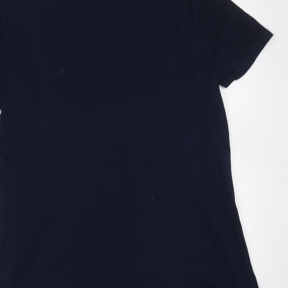 Marks and Spencer Womens Blue  Cotton Basic T-Shirt Size 14 Round Neck