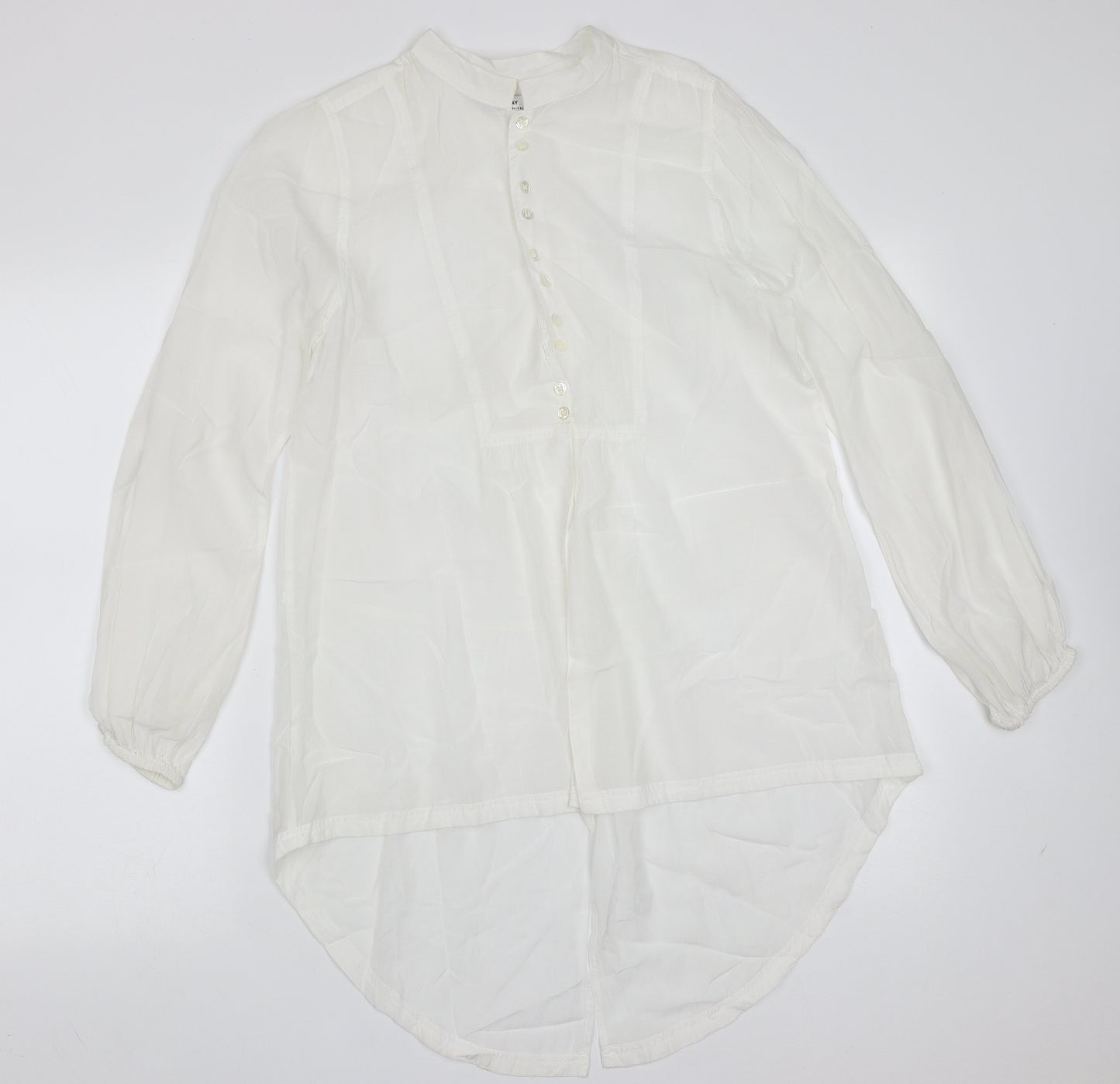 DAY Womens White  Polyester Blend Basic Blouse Size 6 Round Neck