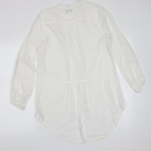 DAY Womens White  Polyester Blend Basic Blouse Size 6 Round Neck
