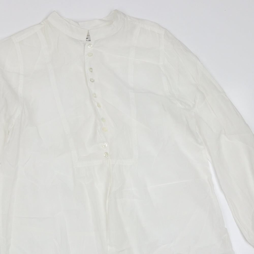 DAY Womens White  Polyester Blend Basic Blouse Size 6 Round Neck