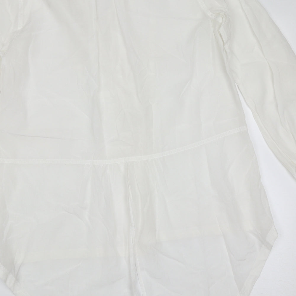 DAY Womens White  Polyester Blend Basic Blouse Size 6 Round Neck