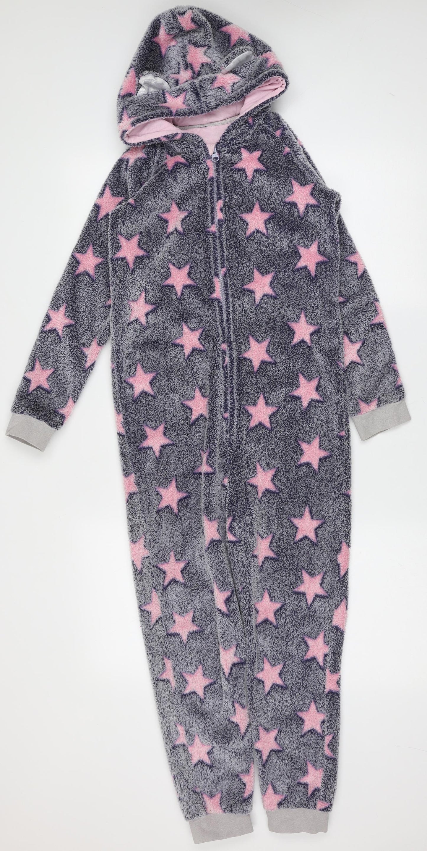 Nutmeg Girls Blue Geometric Polyester Top One Piece Size 9-10 Years  Zip - star pattern onesie