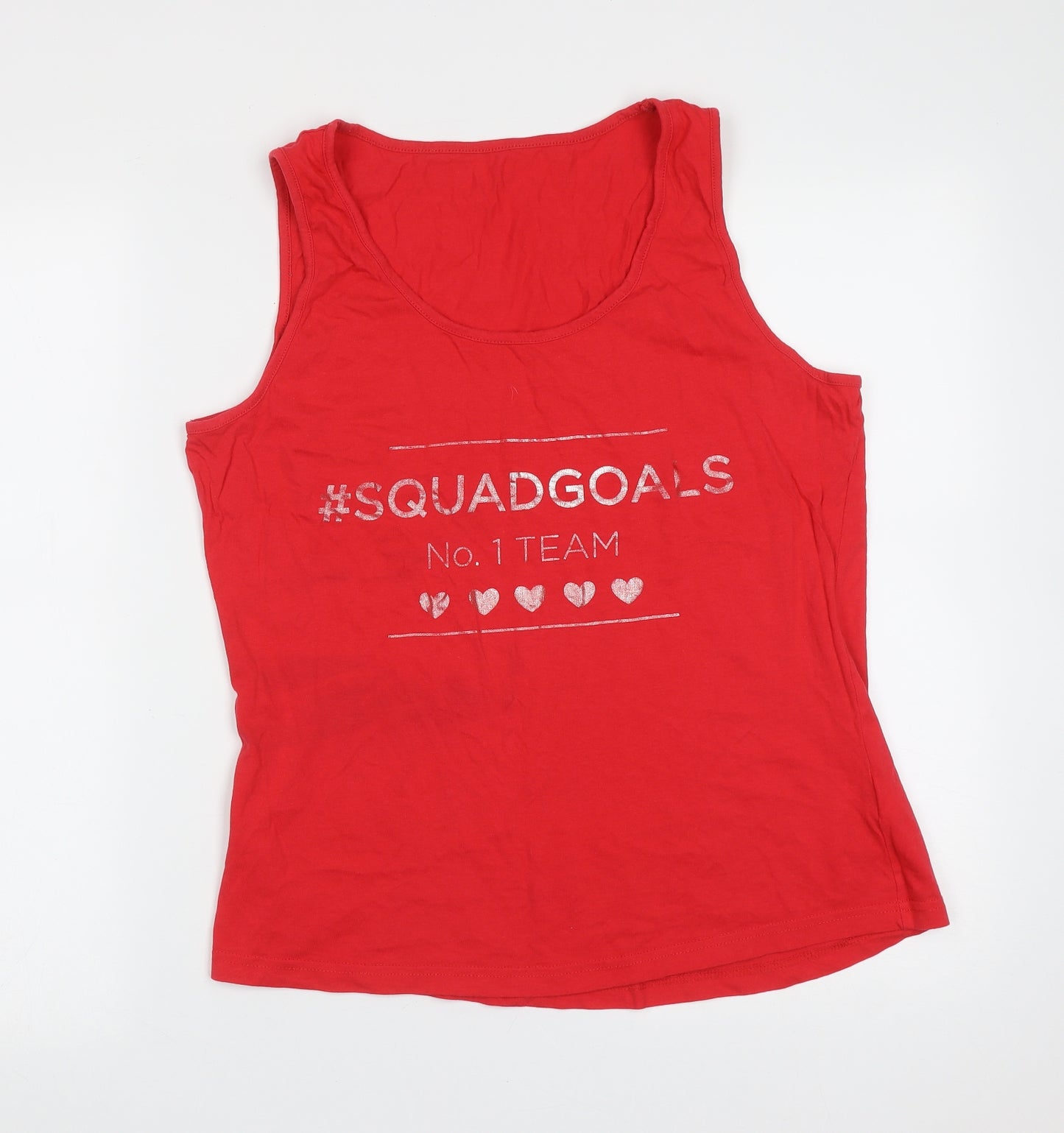 George Womens Red  Cotton Basic Tank Size 12 Round Neck - Squad Goals