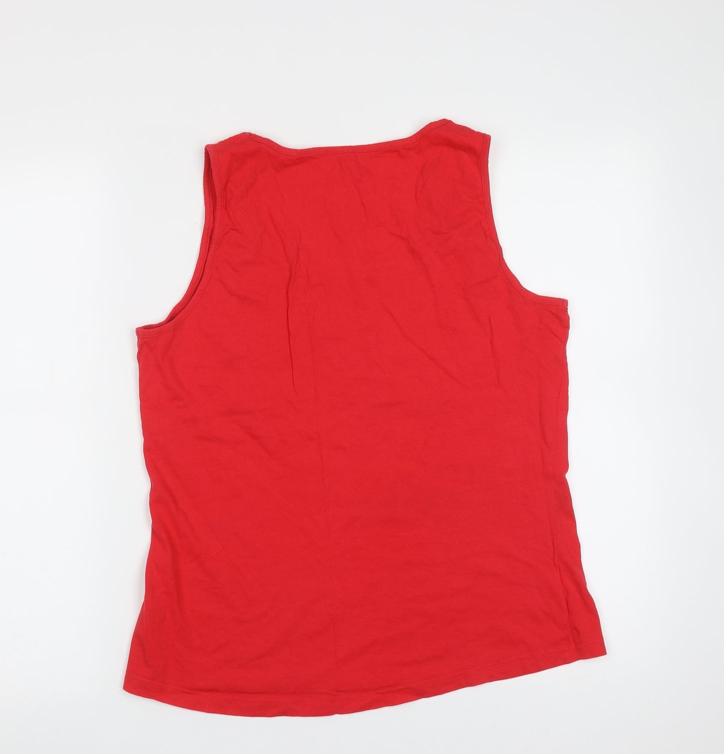 George Womens Red  Cotton Basic Tank Size 12 Round Neck - Squad Goals