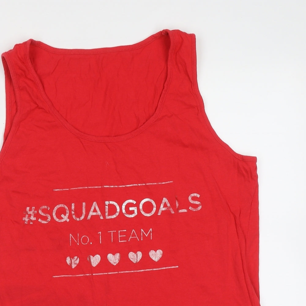 George Womens Red  Cotton Basic Tank Size 12 Round Neck - Squad Goals