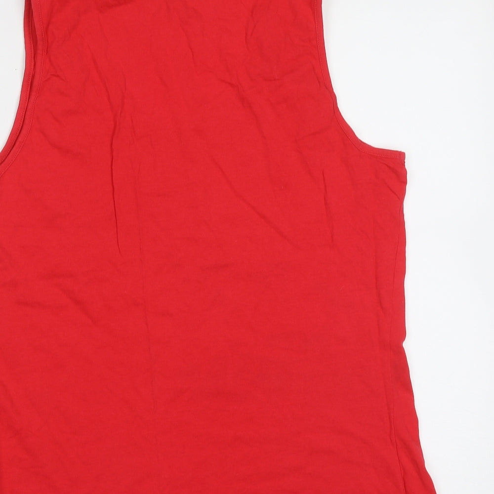 George Womens Red  Cotton Basic Tank Size 12 Round Neck - Squad Goals