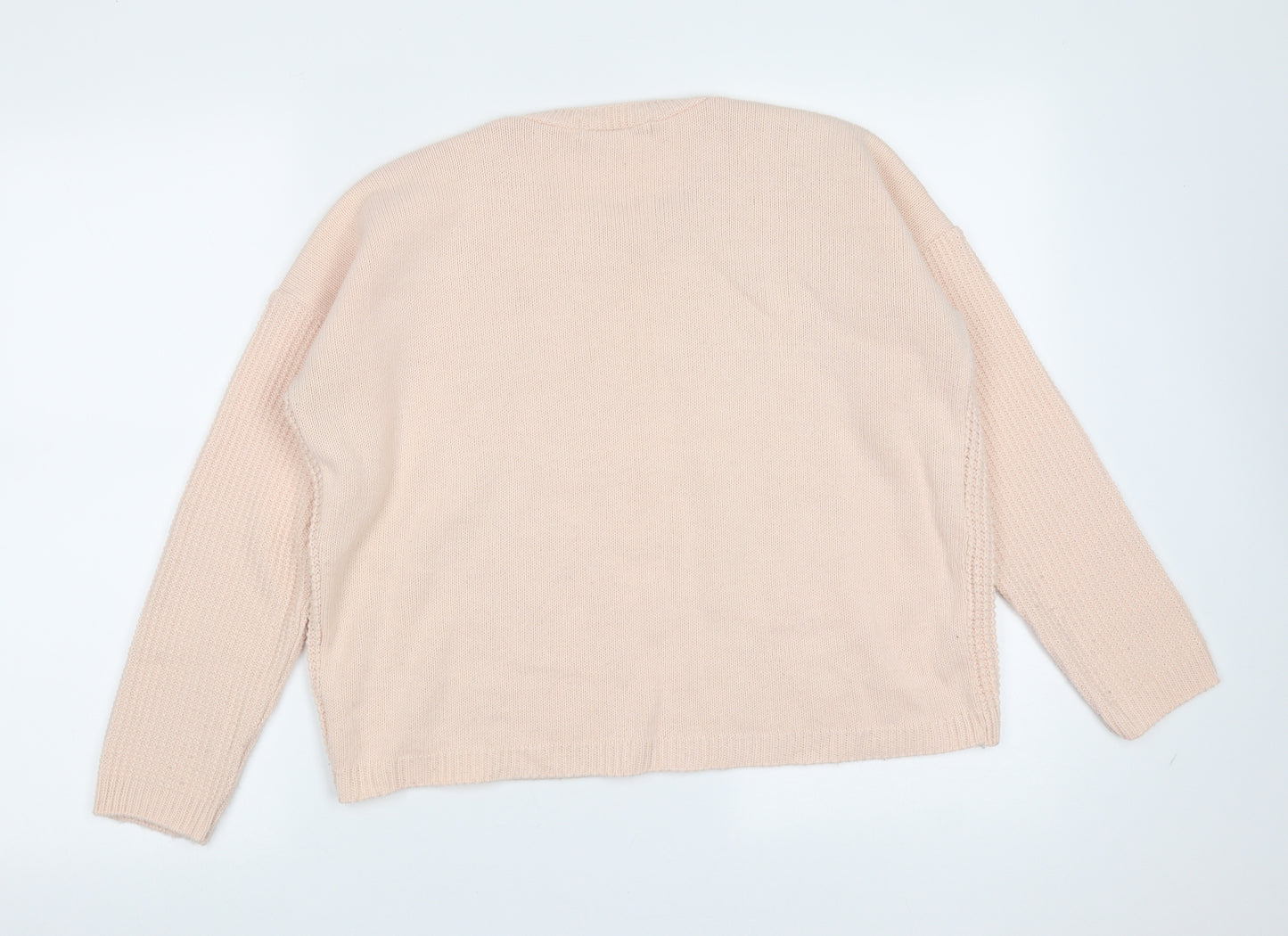 Select Womens Pink Round Neck Geometric Acrylic Pullover Jumper Size M