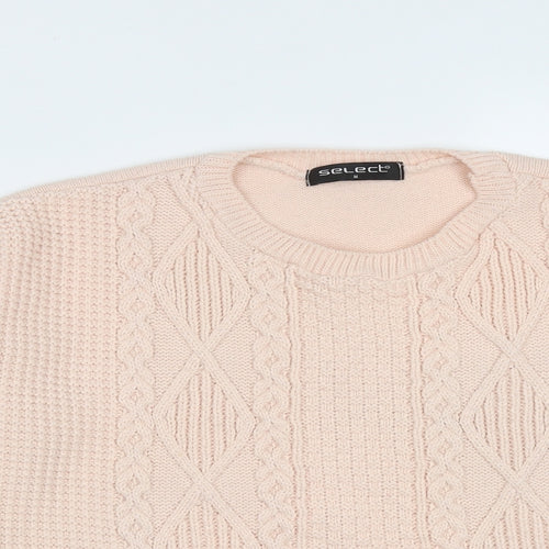 Select Womens Pink Round Neck Geometric Acrylic Pullover Jumper Size M