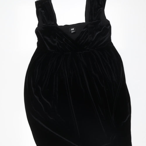 H&M Womens Black  Polyester Mini  Size M  V-Neck